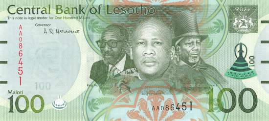 Lesotho p29 100 Maloti 2021